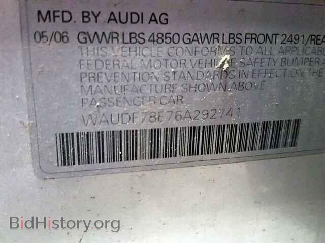 2006 AUDI A4 - VIN: WAUDF78E76A292741 - Фото 10