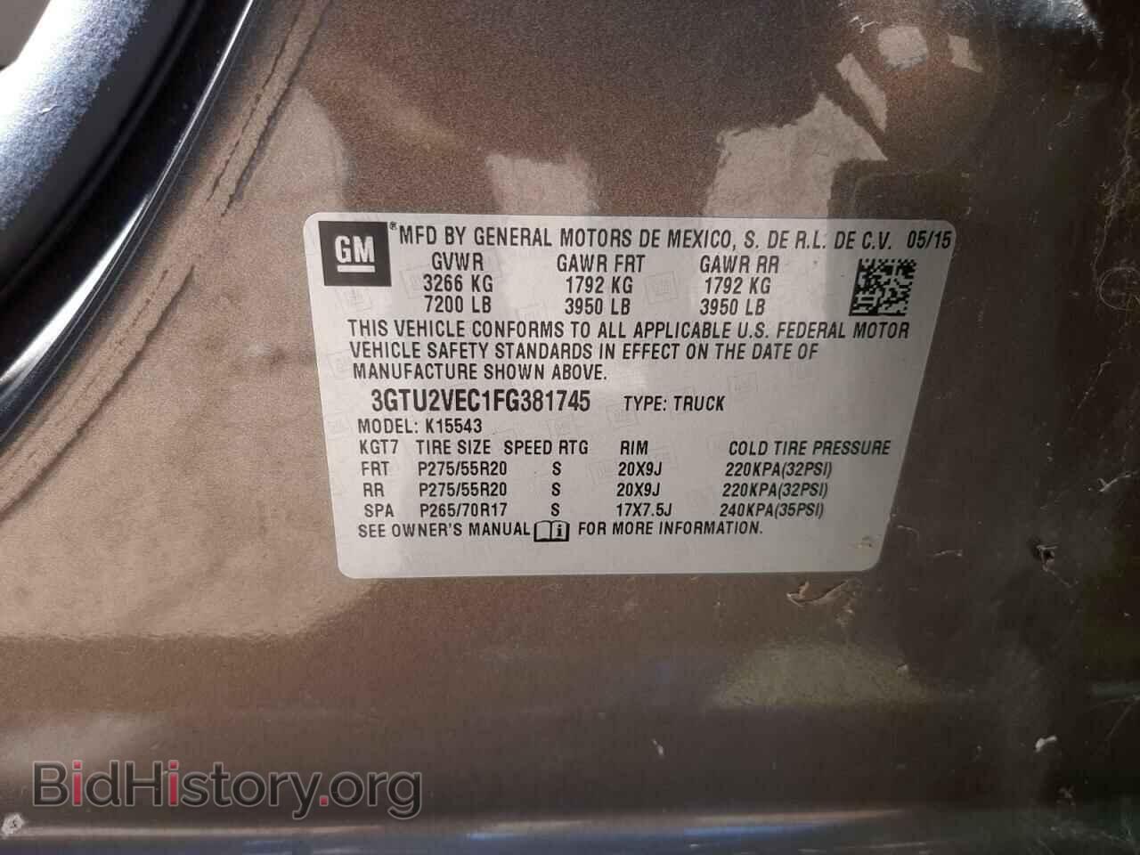 2015 GMC SIERRA - VIN: 3GTU2VEC1FG381745 - Фото 10