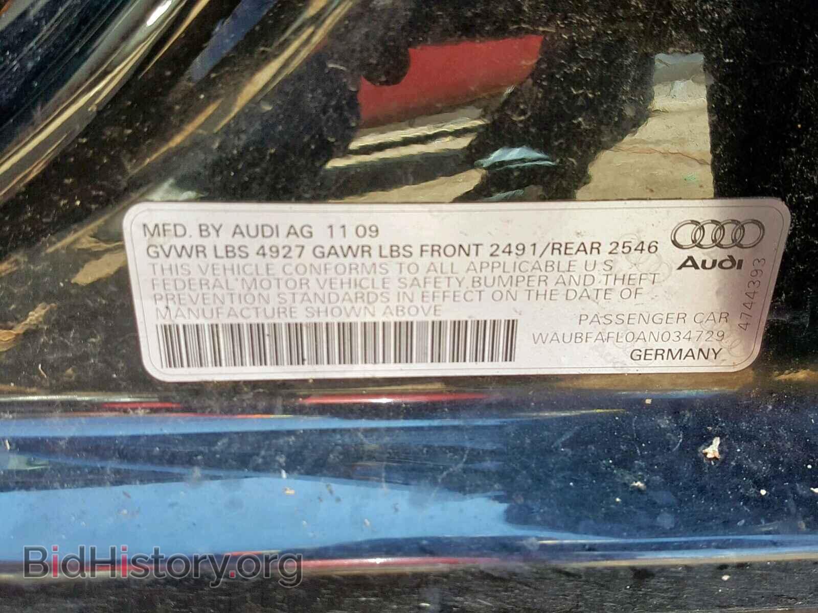 2010 AUDI A4 - VIN: WAUBFAFL0AN034729 - Фото 10