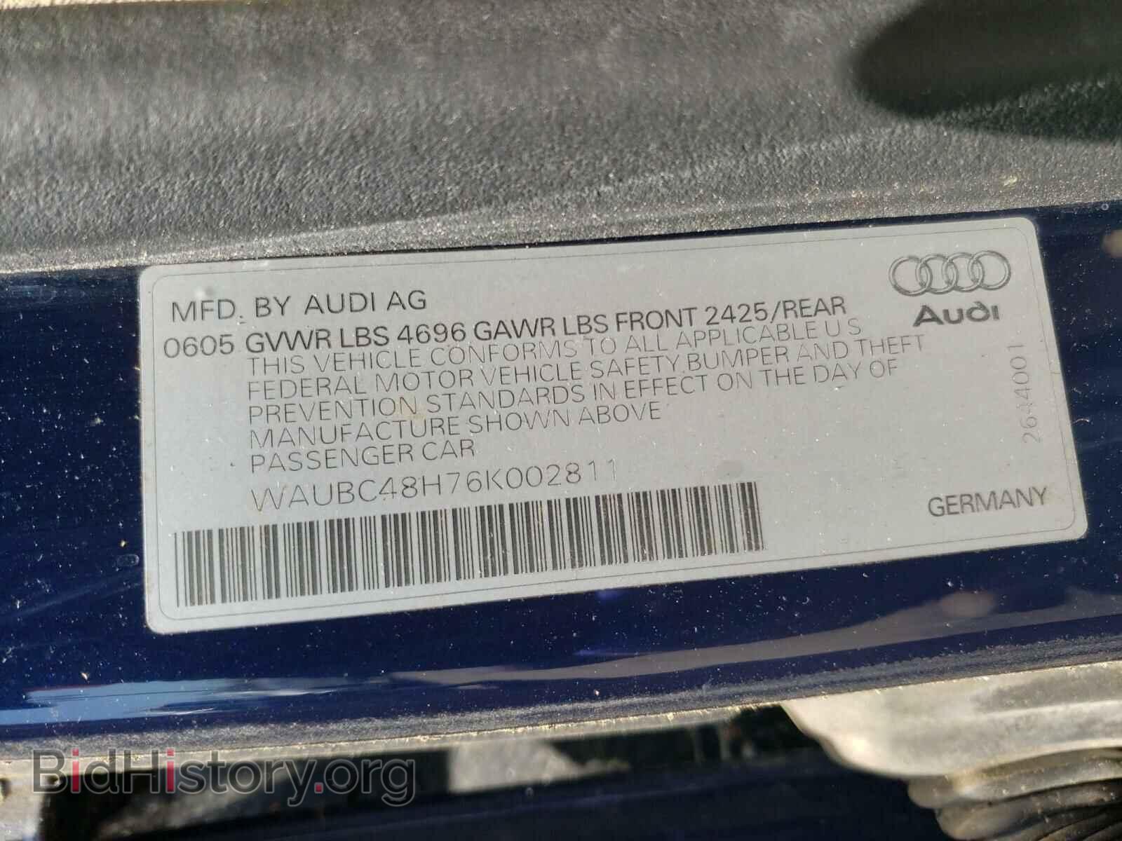 2006 AUDI A4 - VIN: WAUBC48H76K002811 - Фото 10