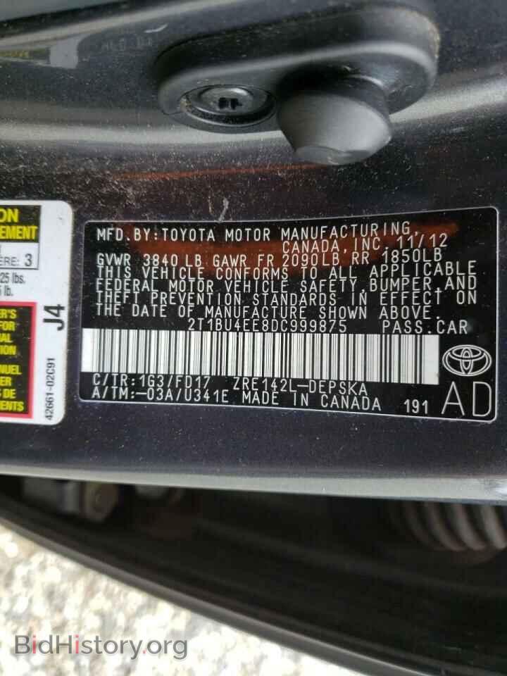 2013 TOYOTA COROLLA - VIN: 2T1BU4EE8DC999875 - Фото 10