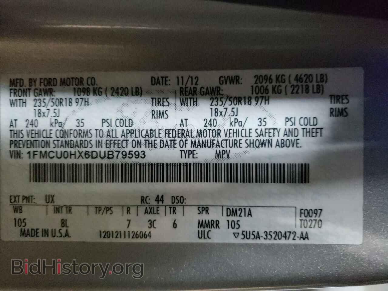 2013 FORD ESCAPE - VIN: 1FMCU0HX6DUB79593 - Фото 10