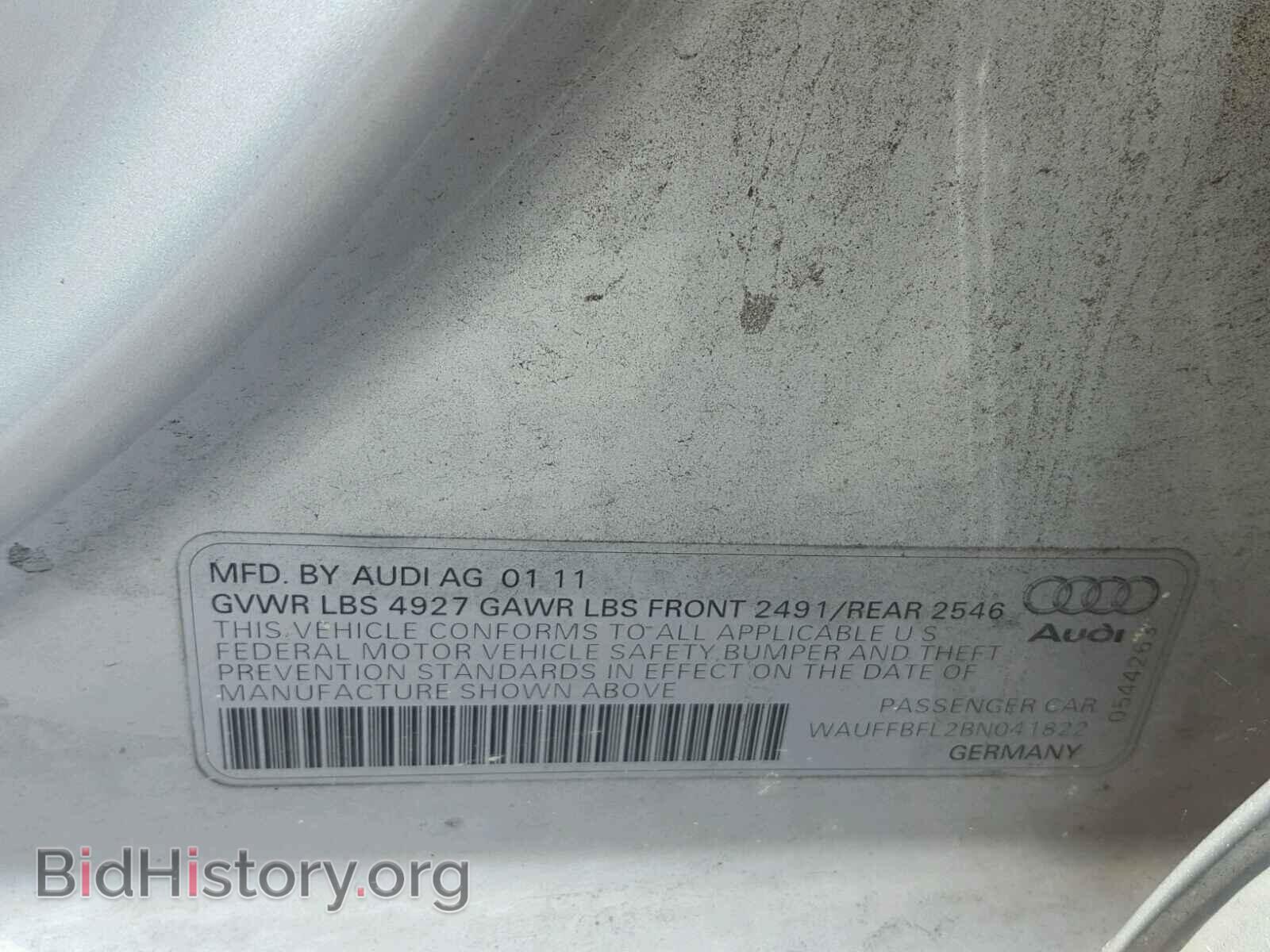 2011 AUDI A4 - VIN: WAUFFBFL2BN041822 - Фото 10