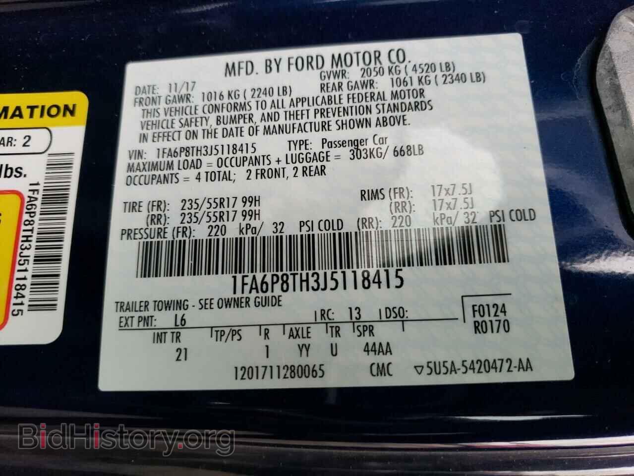 2018 FORD MUSTANG - VIN: 1FA6P8TH3J5118415 - Фото 12