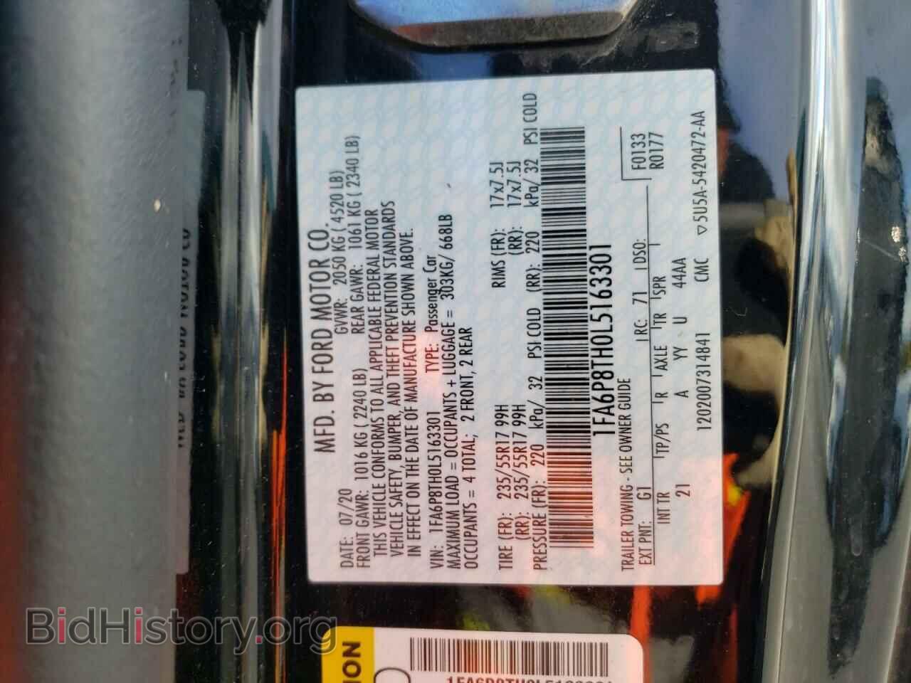 2020 FORD MUSTANG - VIN: 1FA6P8TH0L5163301 - Фото 12