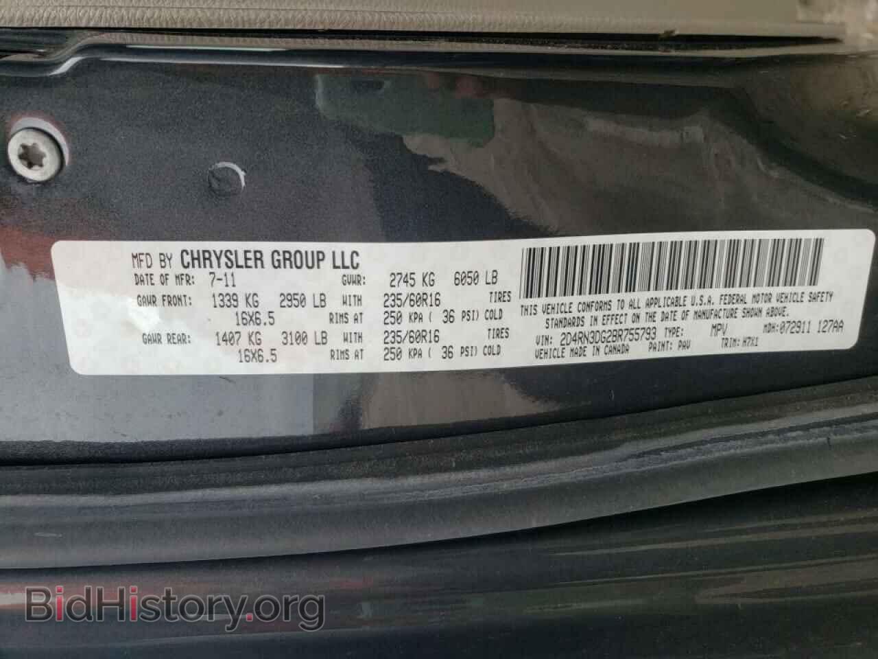 2011 DODGE GRAND CARA - VIN: 2D4RN3DG2BR755793 - Фото 10