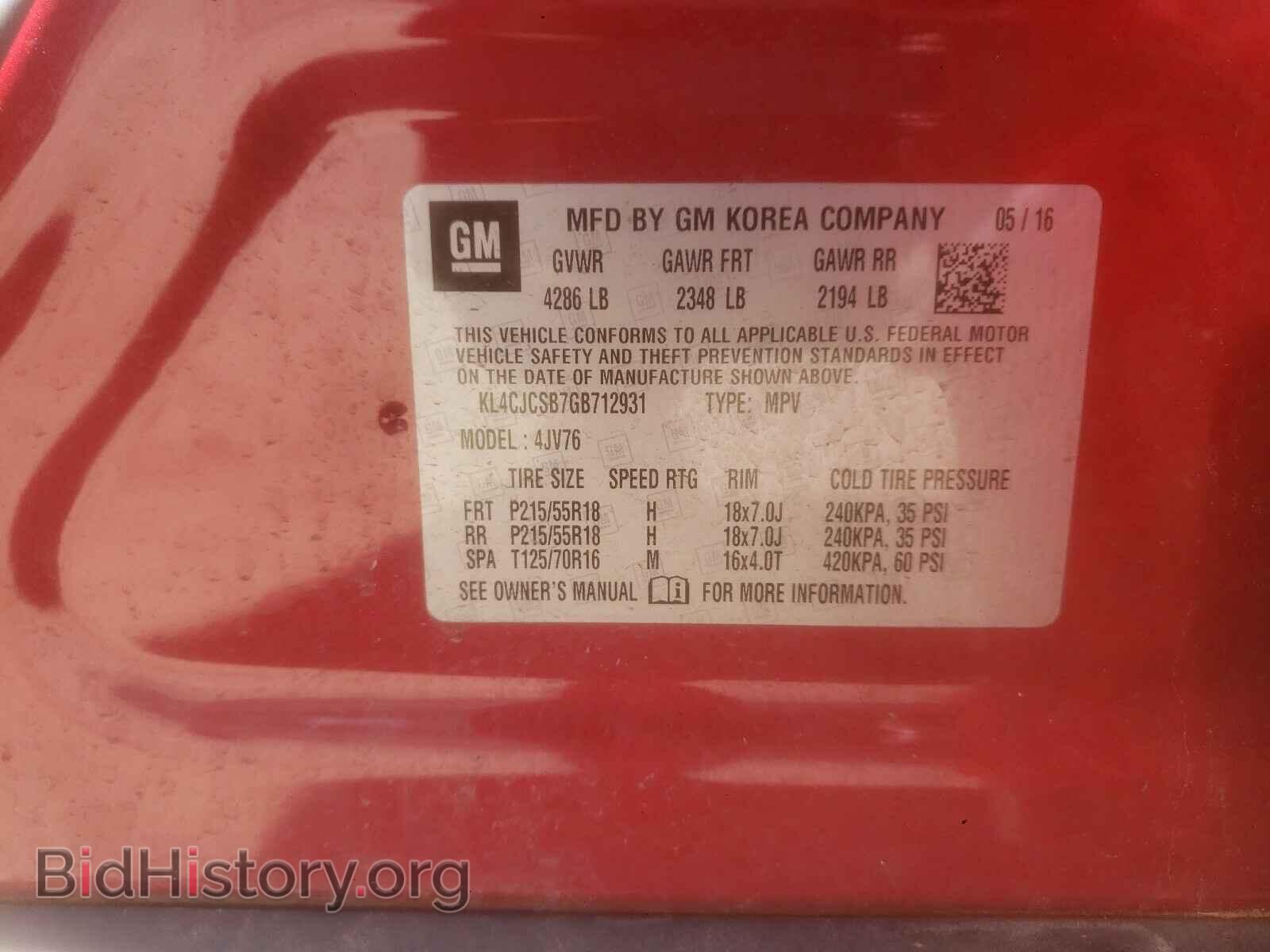 2016 BUICK ENCORE - VIN: KL4CJCSB7GB712931 - Photo 10