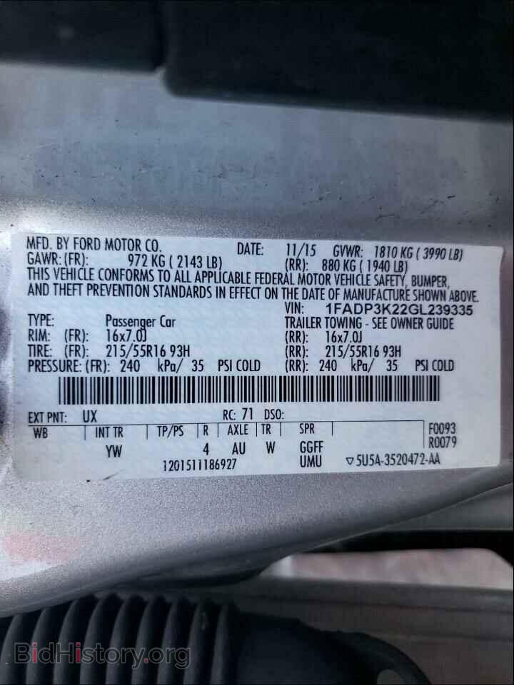 2016 FORD FOCUS - VIN: 1FADP3K22GL239335 - Фото 10