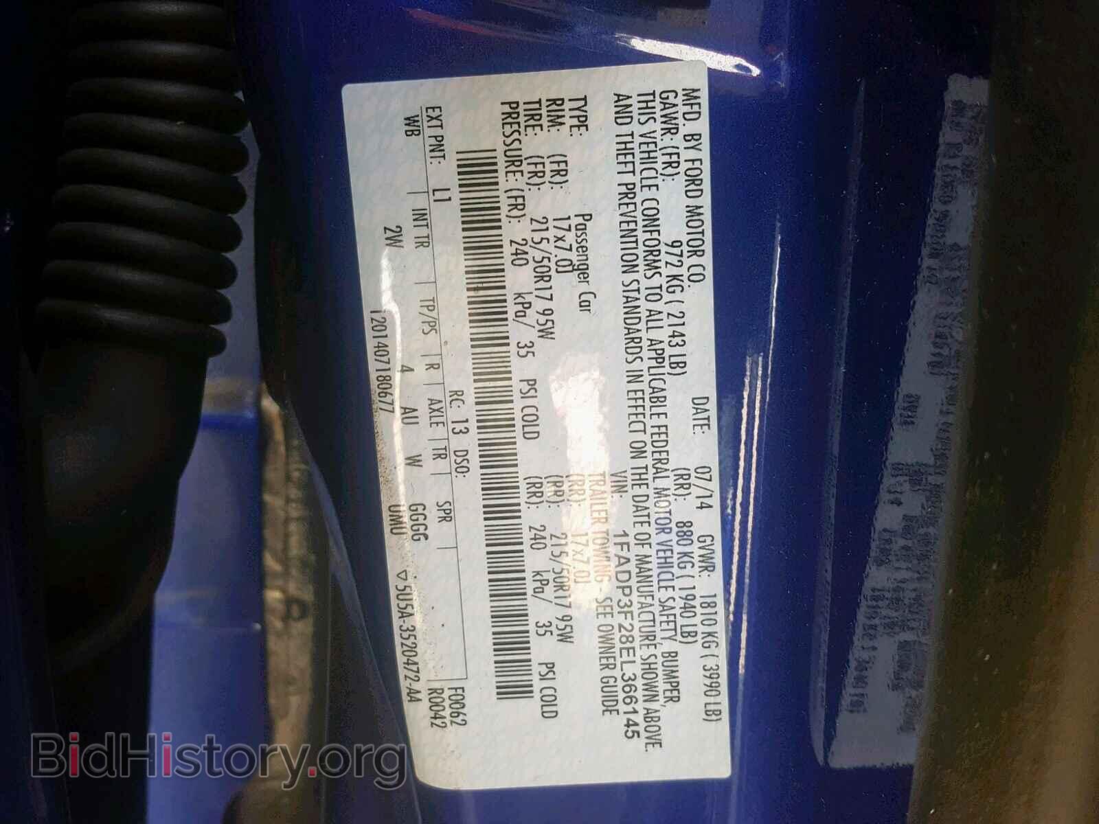 2014 FORD FOCUS SE - VIN: 1FADP3F28EL366145 - Фото 10