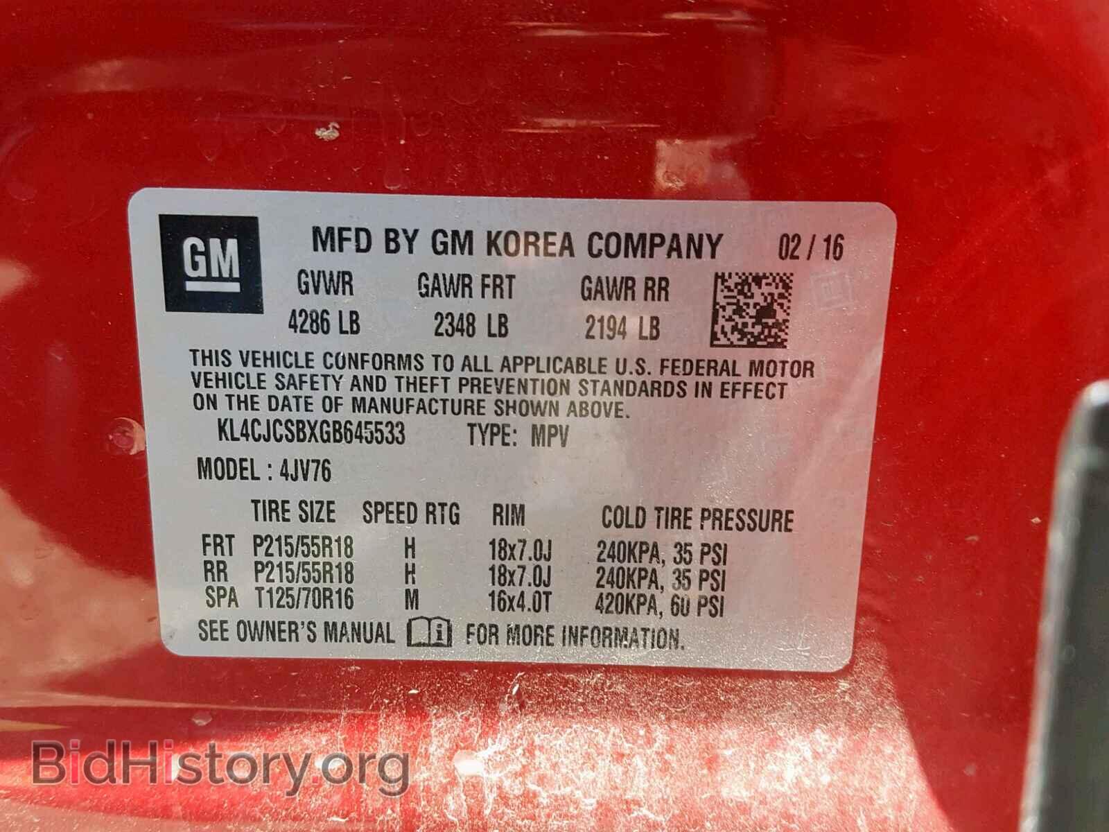 2016 BUICK ENCORE - VIN: KL4CJCSBXGB645533 - Photo 10