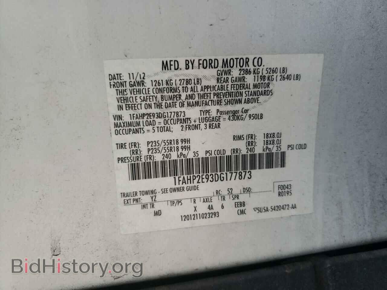 2013 FORD TAURUS - VIN: 1FAHP2E93DG177873 - Фото 10