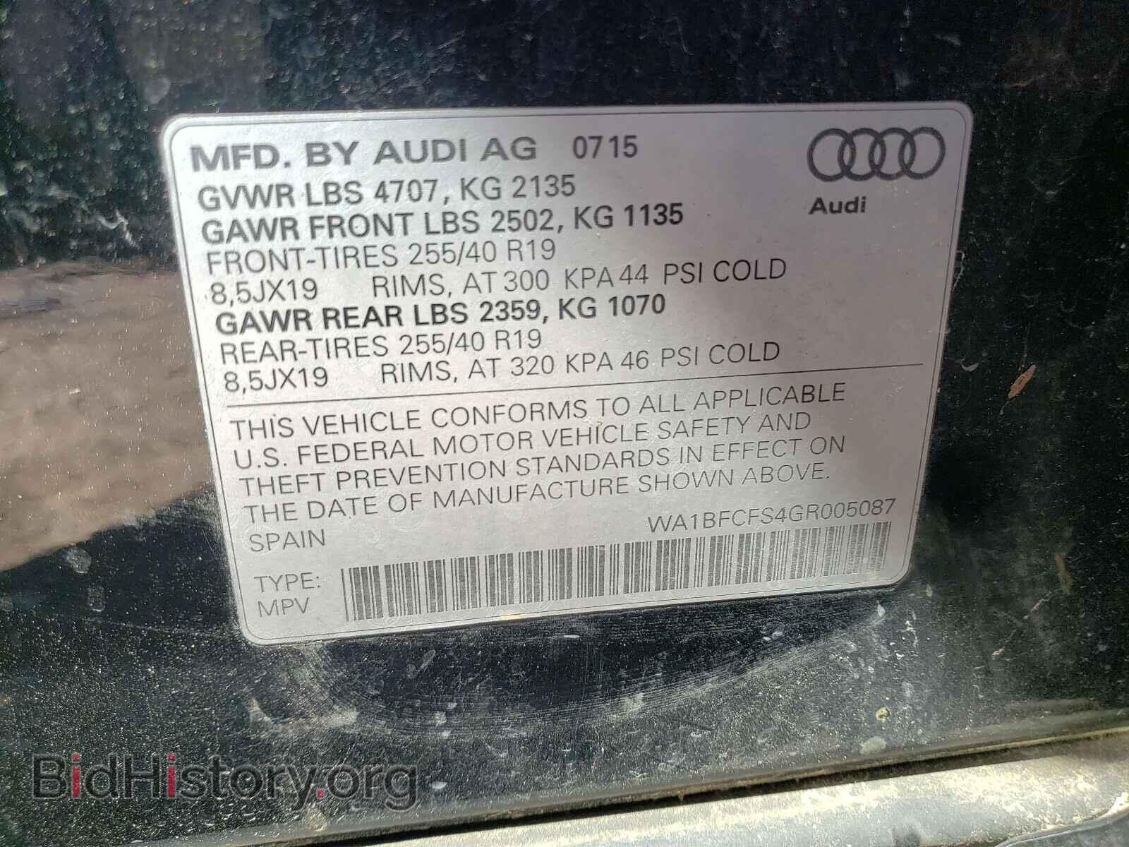 2016 AUDI Q3 - VIN: WA1BFCFS4GR005087 - Фото 10