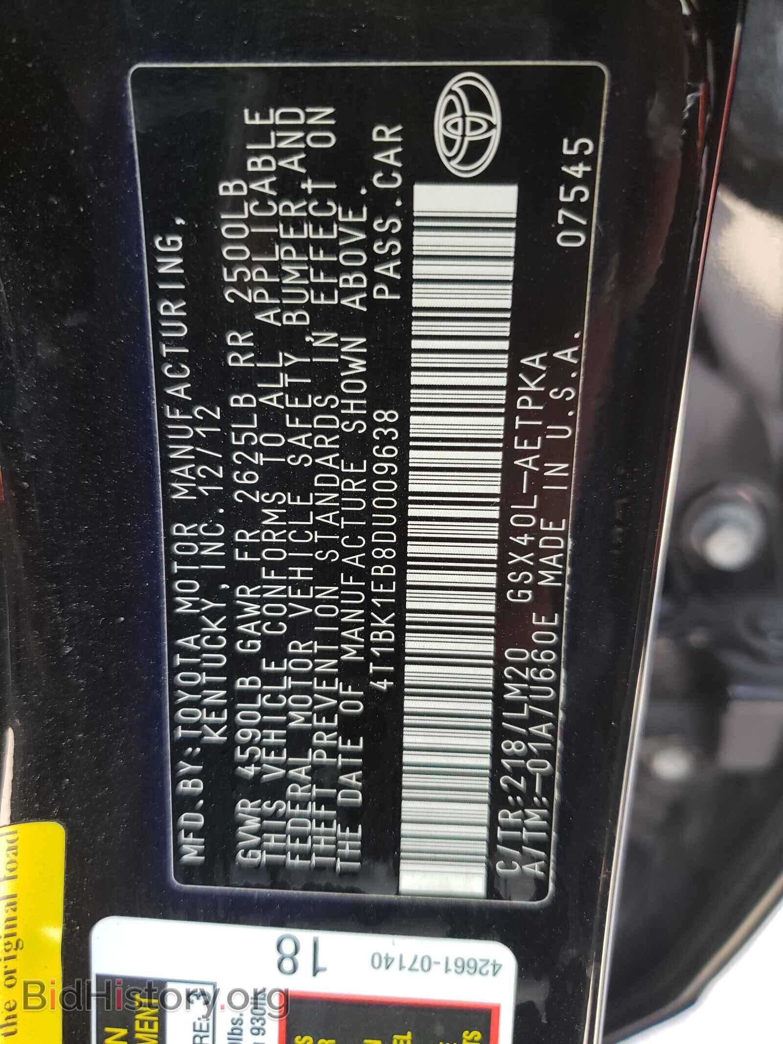 2013 TOYOTA AVALON - VIN: 4T1BK1EB8DU009638 - Фото 10