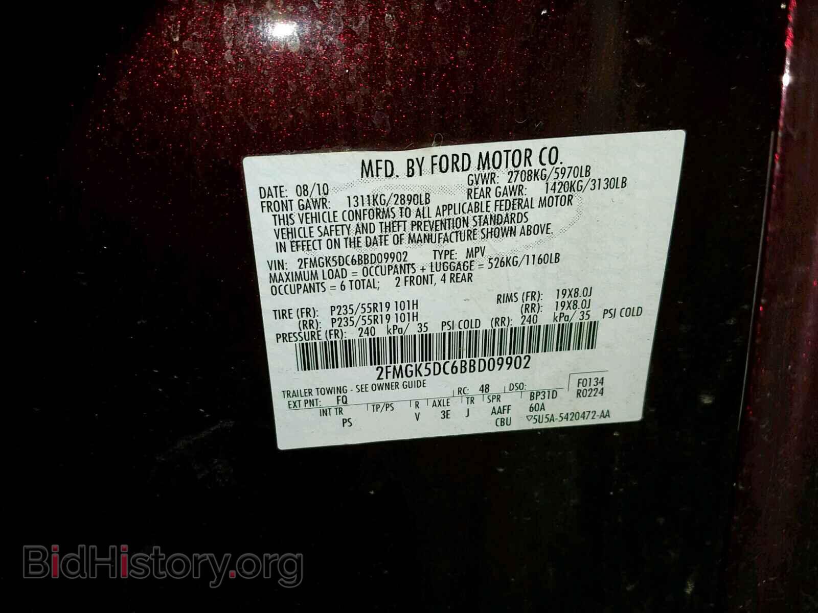 2011 FORD FLEX LIMIT - VIN: 2FMGK5DC6BBD09902 - Photo 10