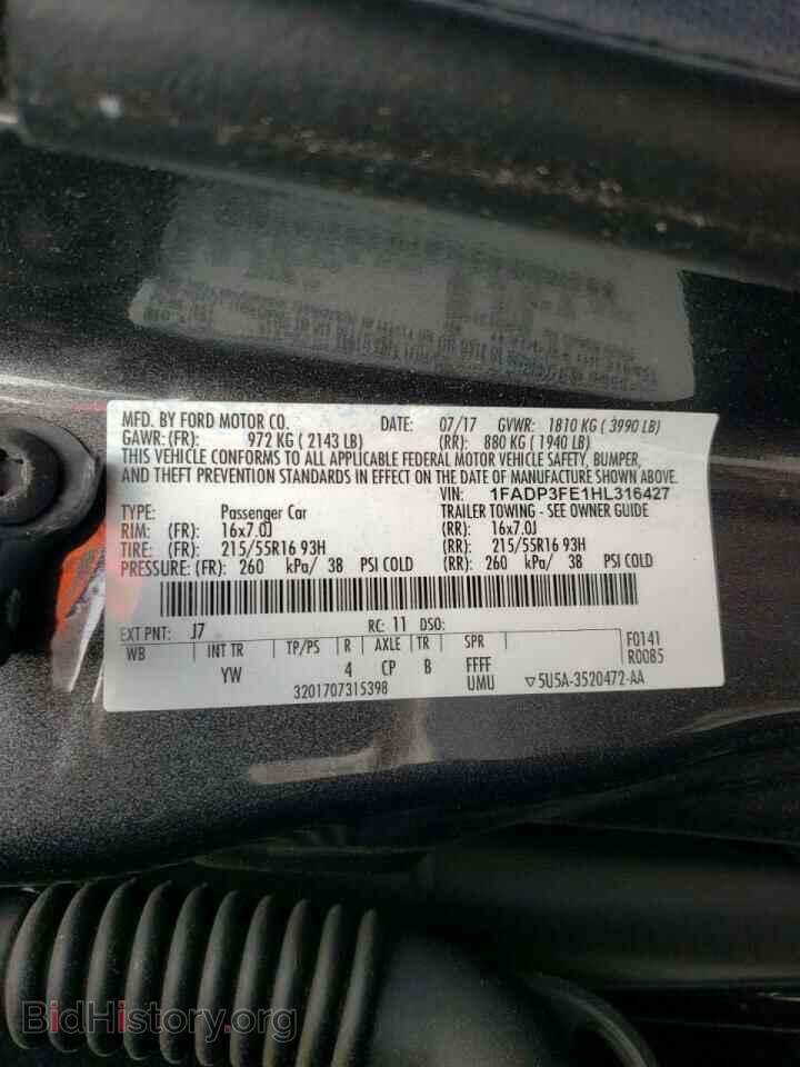 2017 FORD FOCUS - VIN: 1FADP3FE1HL316427 - Фото 10