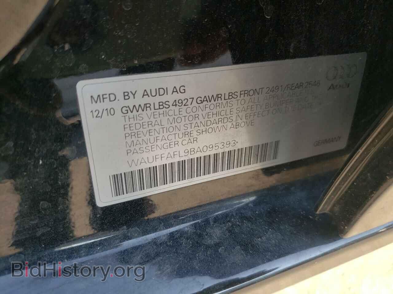 2011 AUDI A4 - VIN: WAUFFAFL9BA095393 - Фото 10