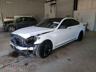 2015 Hyundai GENESIS 3.8L, белый — VIN KMHGN4JEXFU042948, Copart