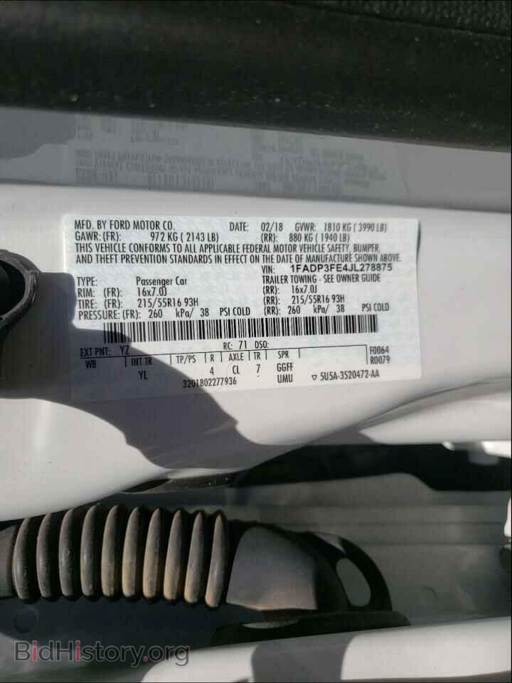 2018 FORD FOCUS - VIN: 1FADP3FE4JL278875 - Фото 10