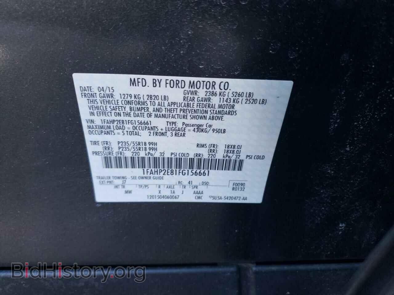 2015 FORD TAURUS - VIN: 1FAHP2E81FG156661 - Фото 13