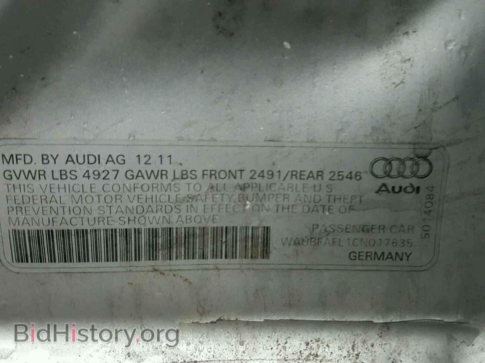 2012 AUDI A4 - VIN: WAUBFAFL1CN017635 - Фото 10