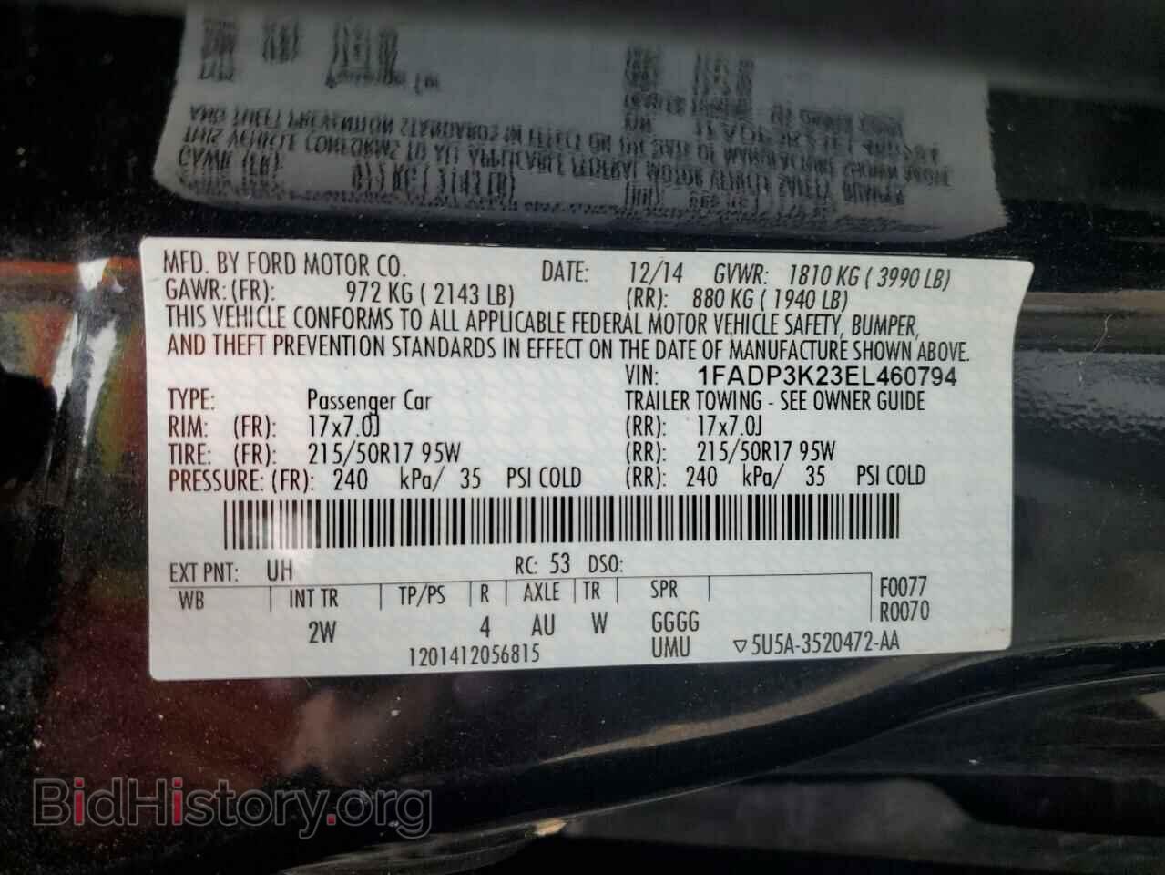 2014 FORD FOCUS - VIN: 1FADP3K23EL460794 - Фото 13