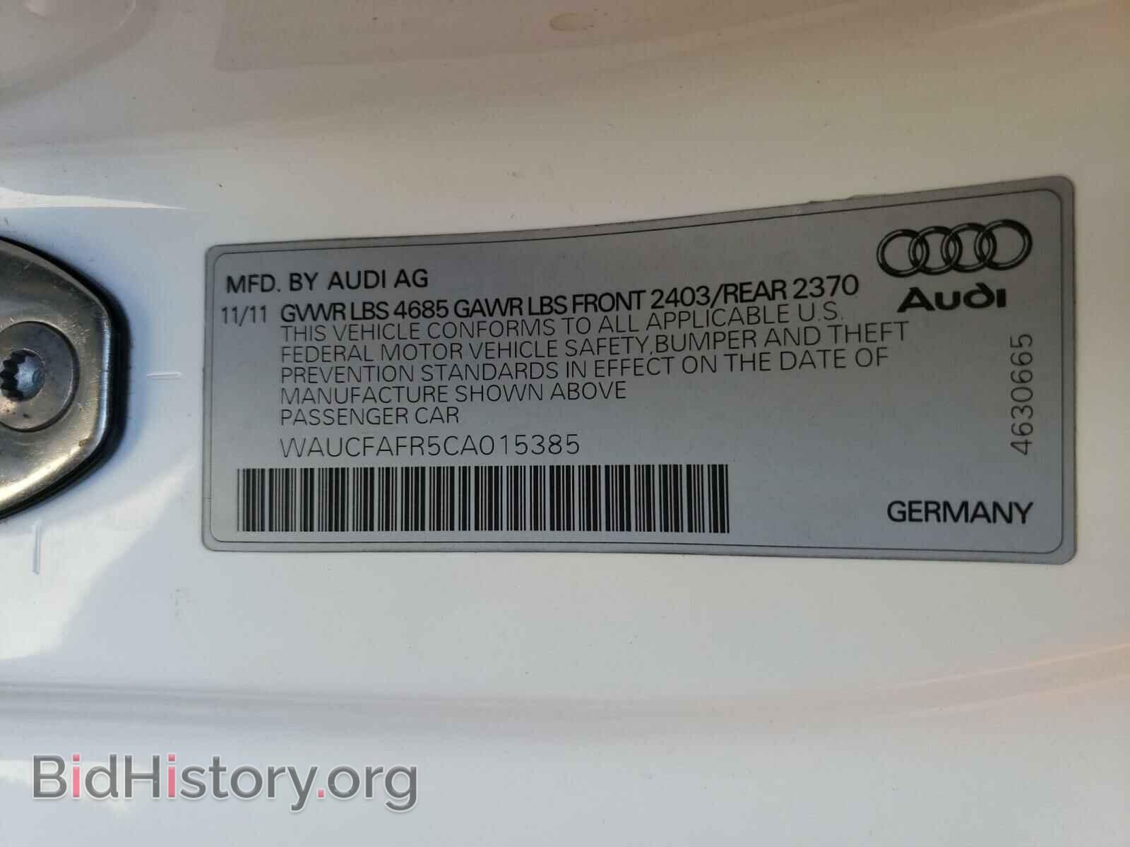 2012 AUDI A5 - VIN: WAUCFAFR5CA015385 - Фото 10