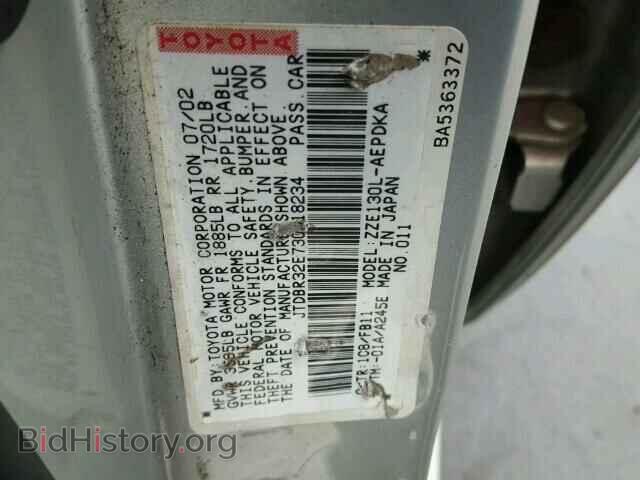 2003 TOYOTA COROLLA - VIN: JTDBR32E730018234 - Фото 9