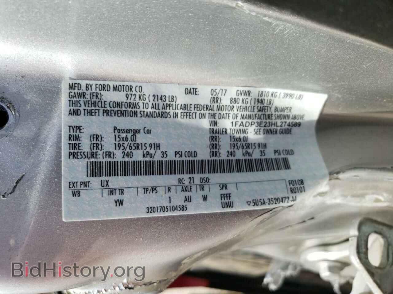 2017 FORD FOCUS - VIN: 1FADP3E23HL274589 - Photo 10