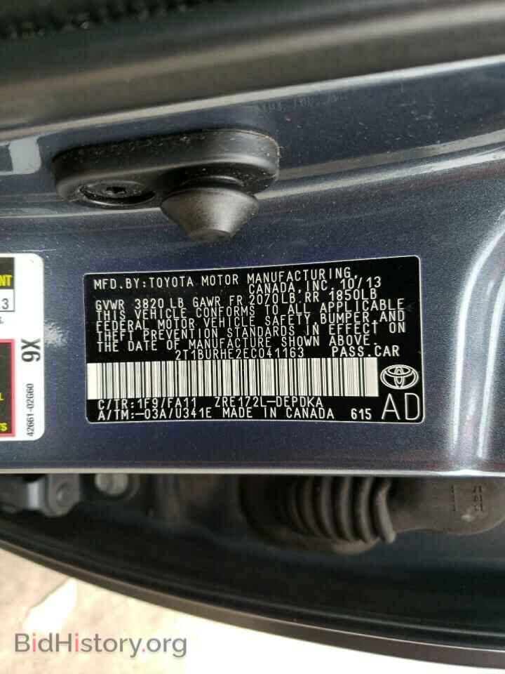 2014 TOYOTA COROLLA - VIN: 2T1BURHE2EC041163 - Фото 10