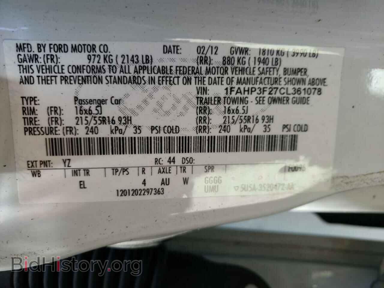 2012 FORD FOCUS - VIN: 1FAHP3F27CL361078 - Photo 10