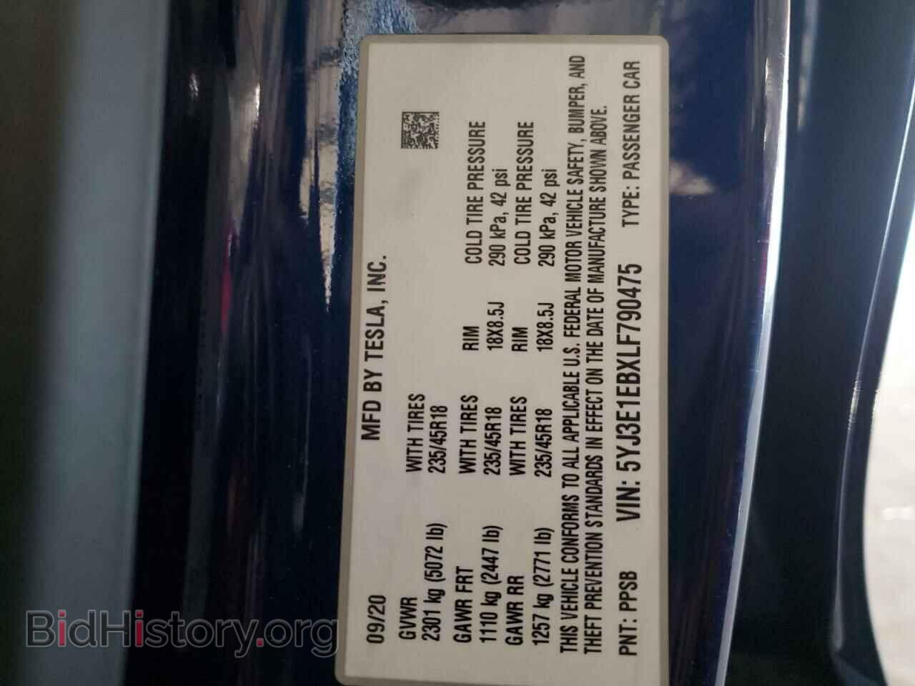 2020 TESLA MODEL 3 - VIN: 5YJ3E1EBXLF790475 - Фото 12