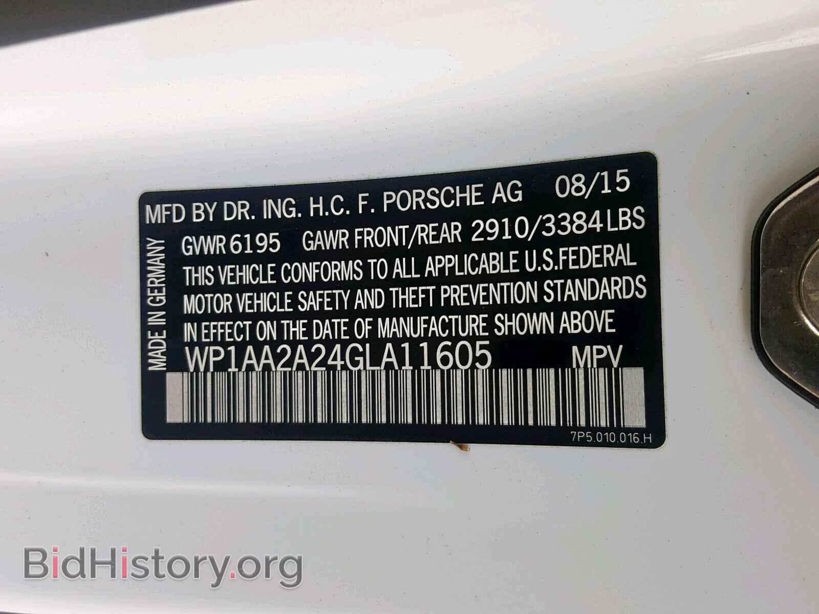 2016 PORSCHE CAYENNE - VIN: WP1AA2A24GLA11605 - Фото 10