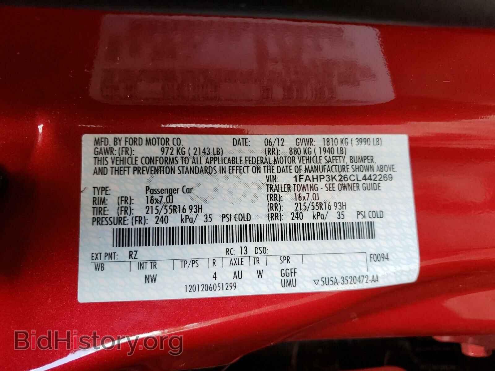 2012 FORD FOCUS - VIN: 1FAHP3K26CL442269 - Фото 10