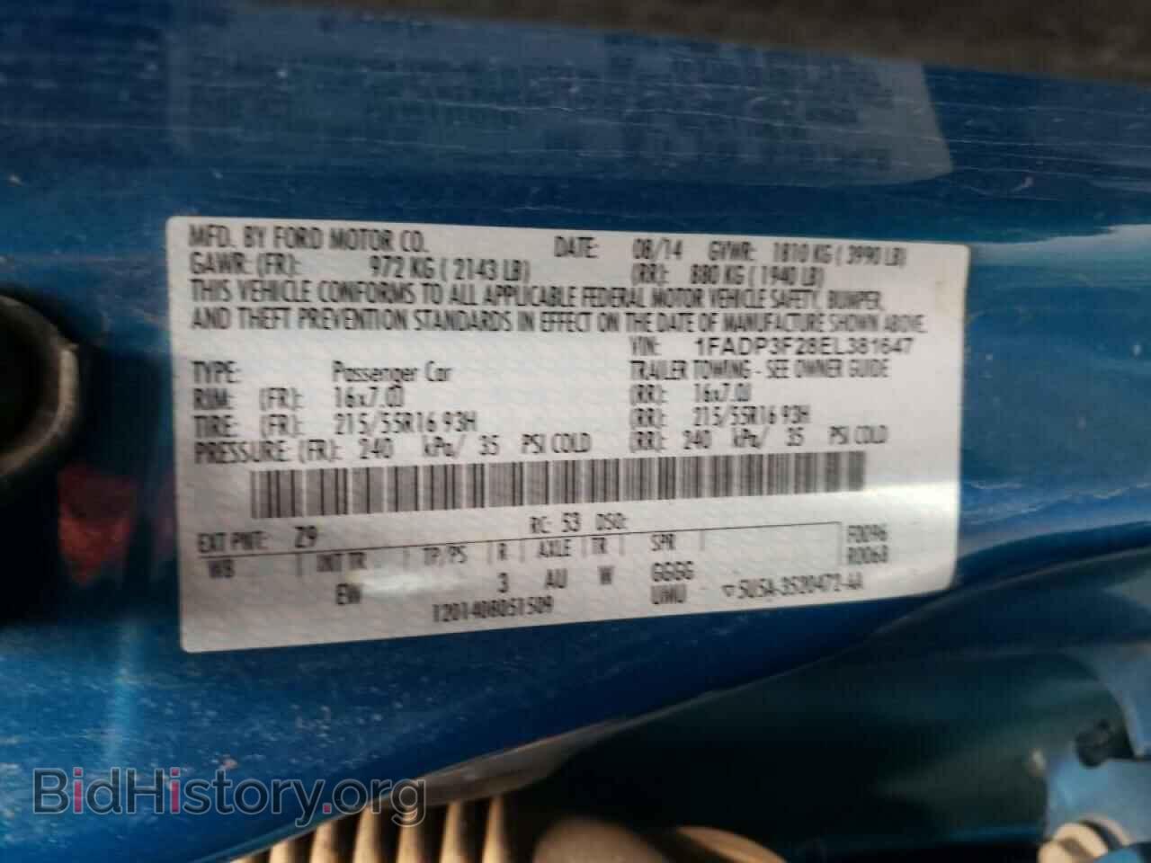 2014 FORD FOCUS - VIN: 1FADP3F28EL381647 - Фото 10