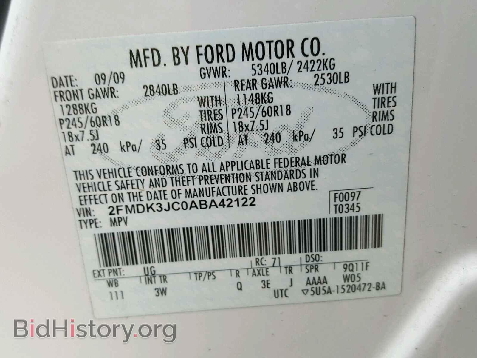 2010 FORD EDGE - VIN: 2FMDK3JC0ABA42122 - Photo 10