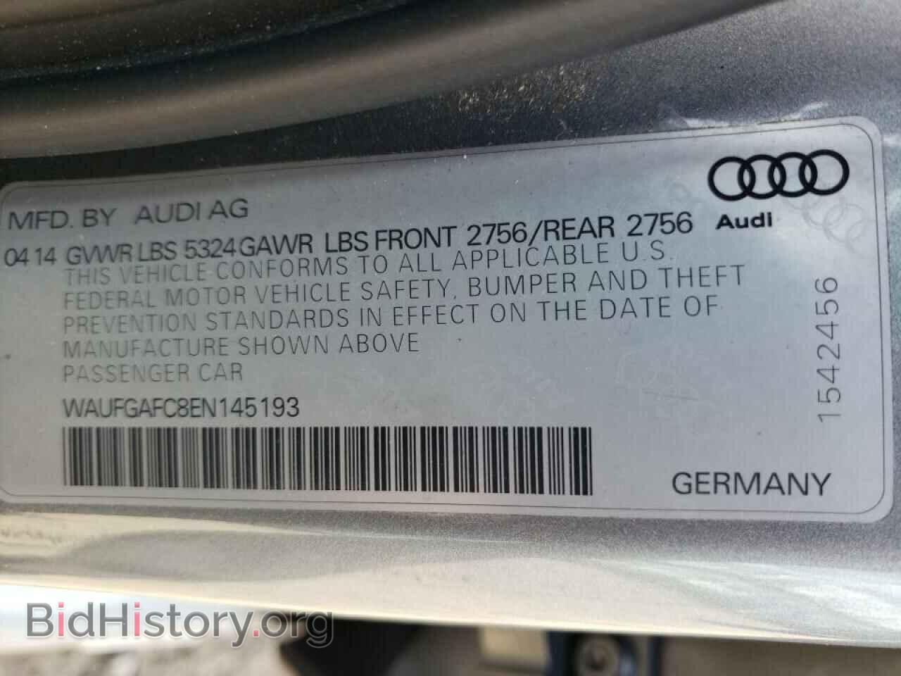 2014 AUDI A6 - VIN: WAUFGAFC8EN145193 - Фото 10