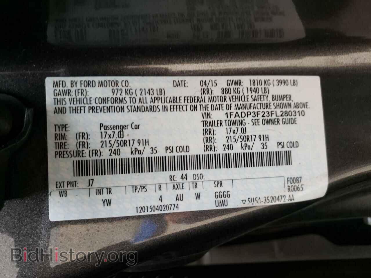 2015 FORD FOCUS - VIN: 1FADP3F23FL280310 - Фото 10