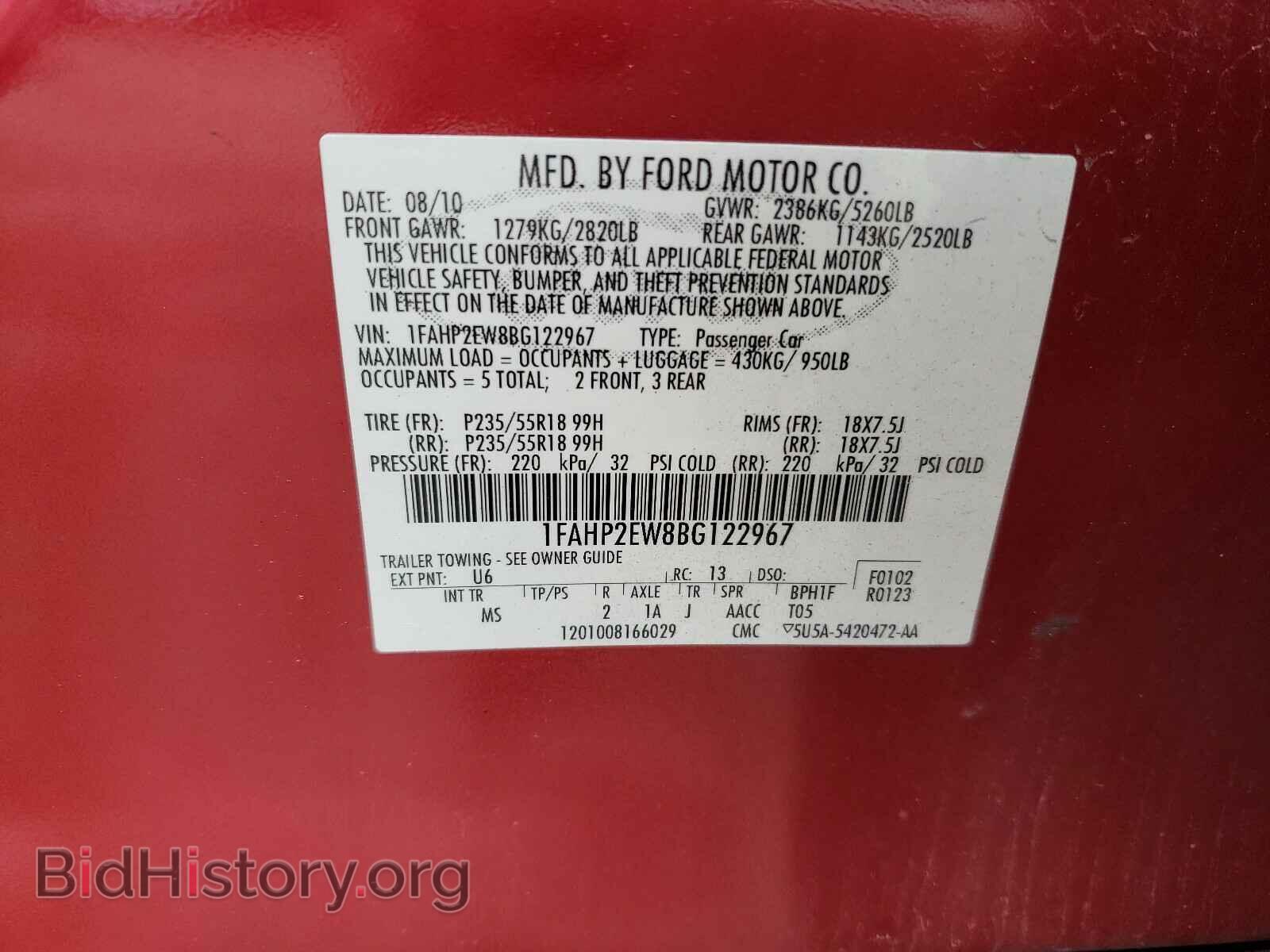 2011 FORD TAURUS - VIN: 1FAHP2EW8BG122967 - Photo 10