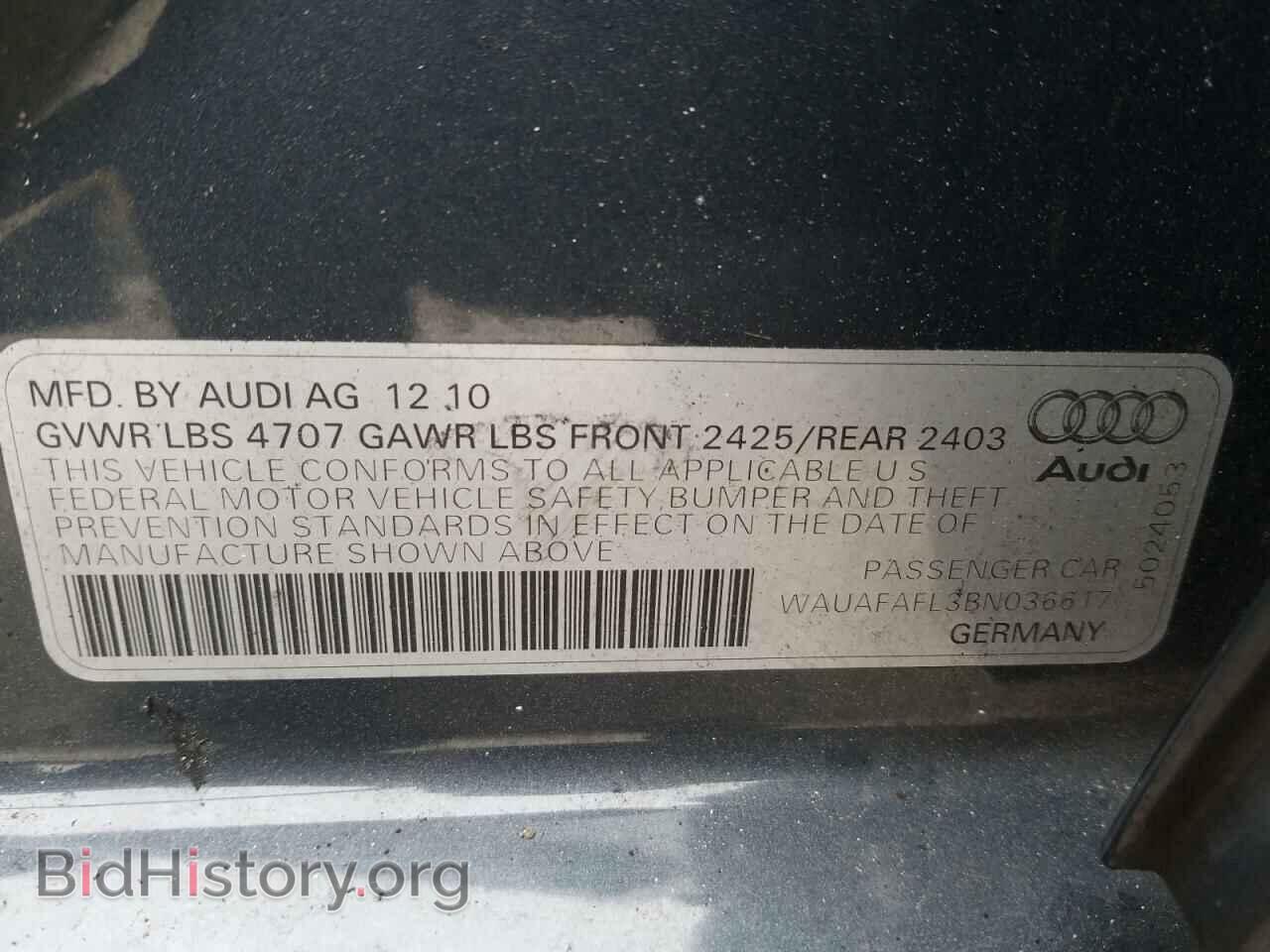 2011 AUDI A4 - VIN: WAUAFAFL3BN036617 - Фото 10
