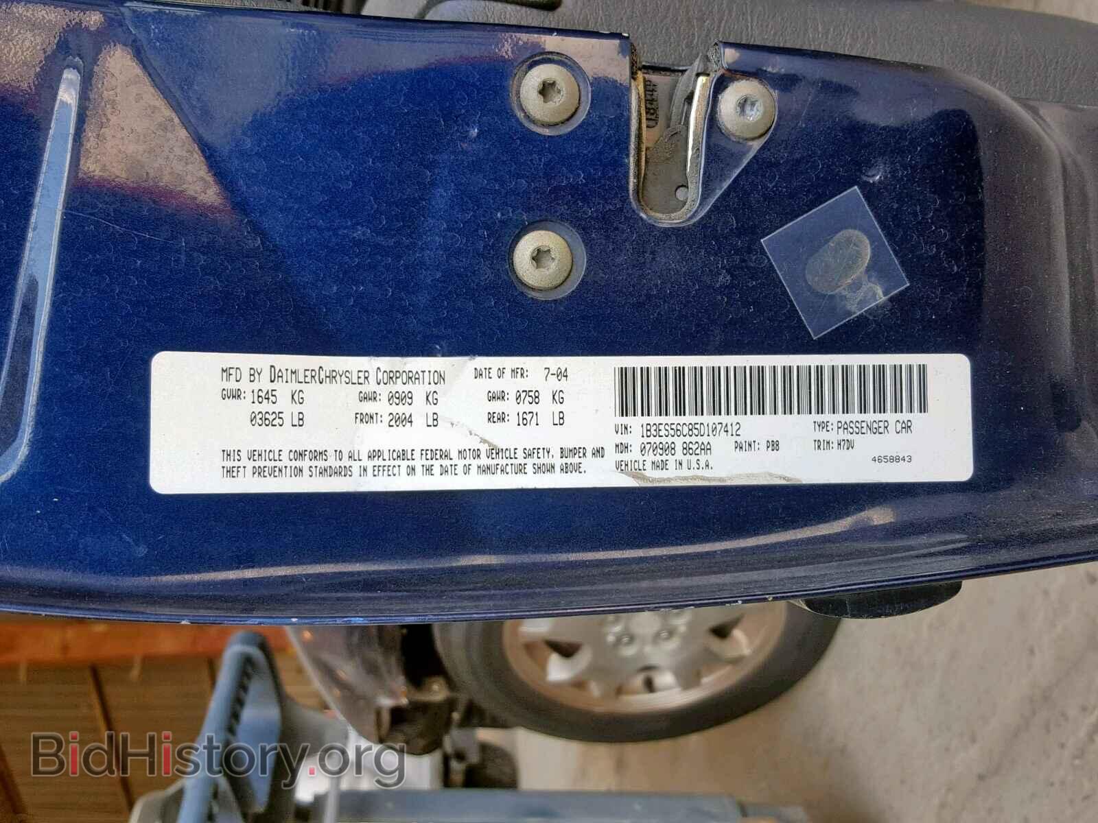 2005 DODGE NEON - VIN: 1B3ES56C85D107412 - Фото 10