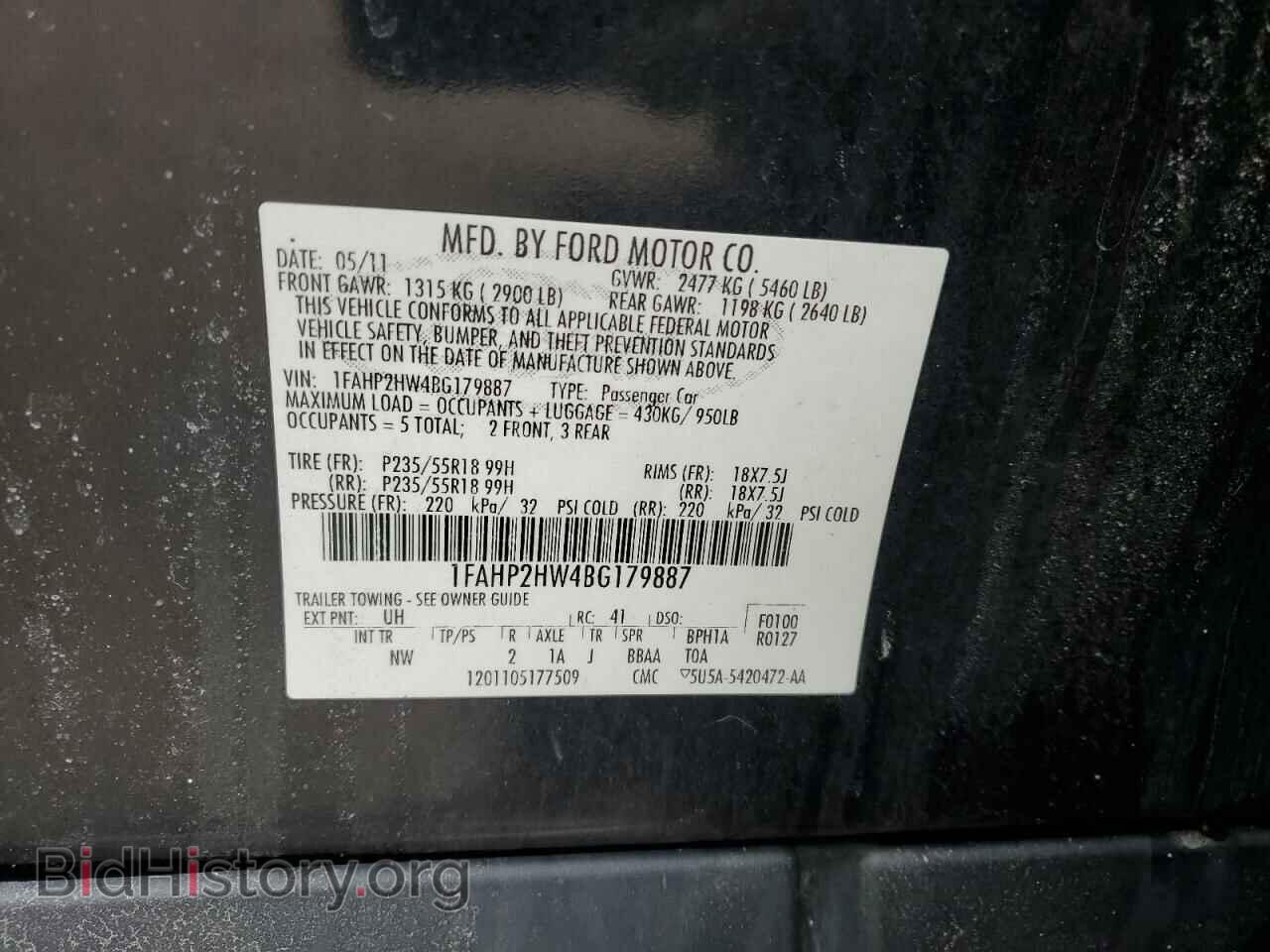 2011 FORD TAURUS - VIN: 1FAHP2HW4BG179887 - Фото 12