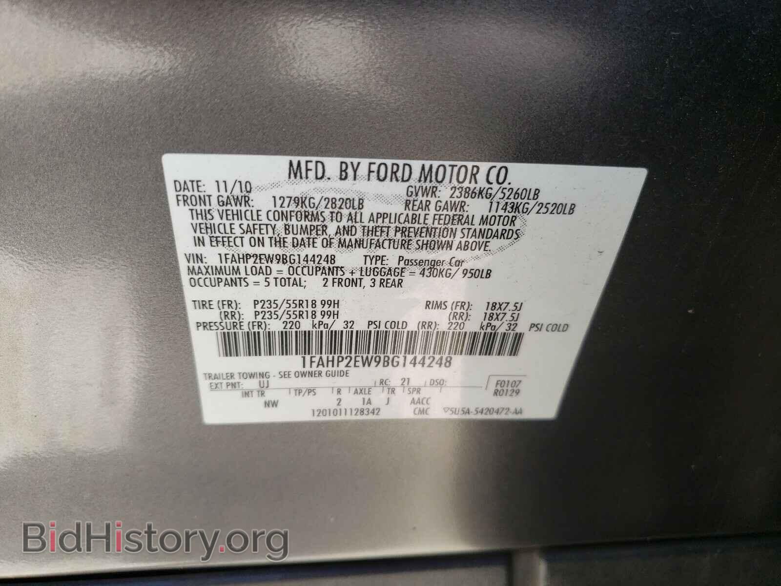 2011 FORD TAURUS - VIN: 1FAHP2EW9BG144248 - Photo 10