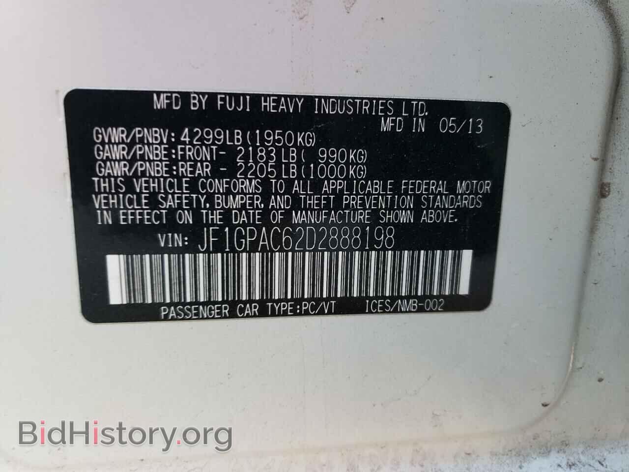 2013 SUBARU IMPREZA - VIN: JF1GPAC62D2888198 - Photo 12