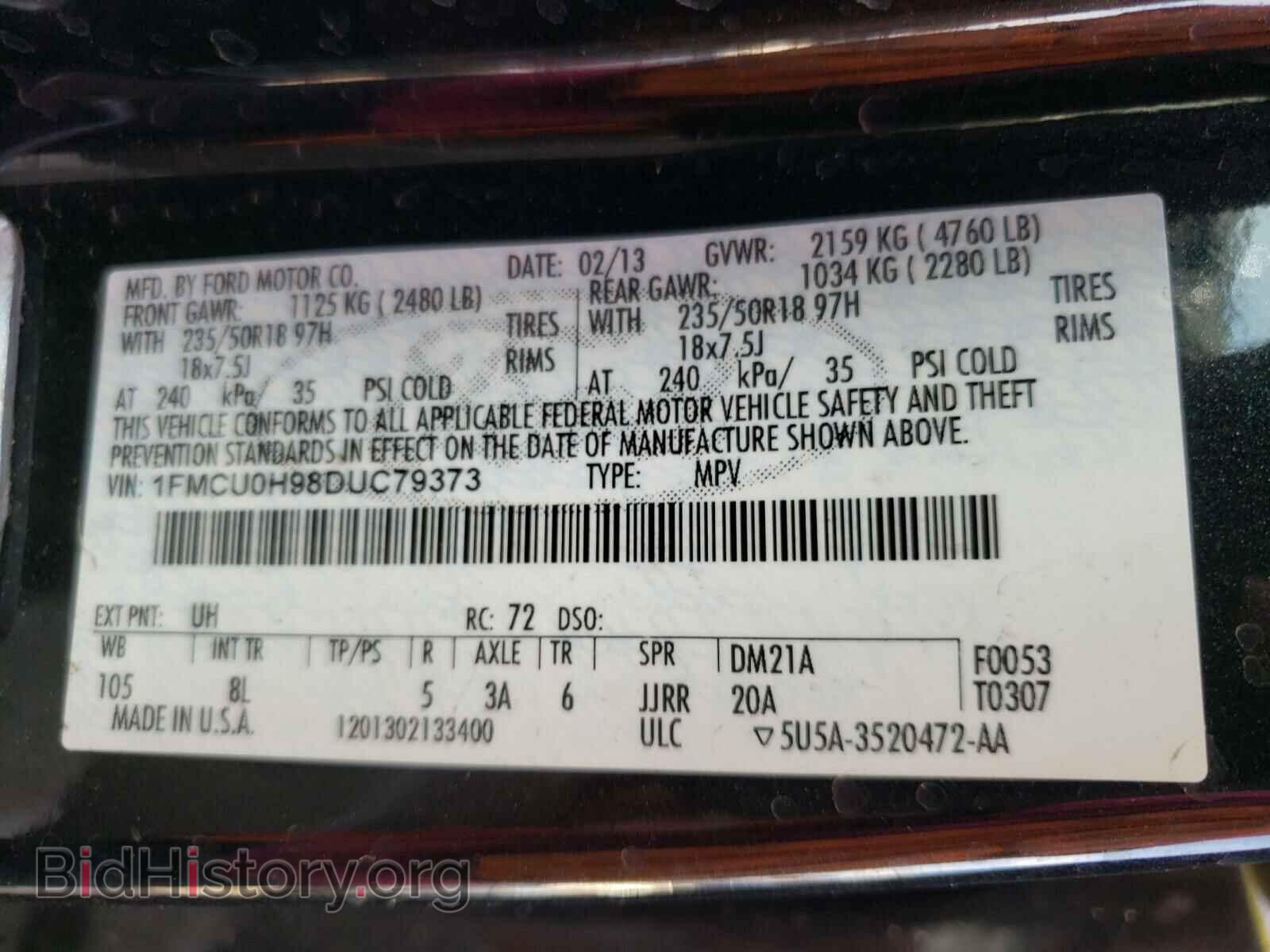 2013 FORD ESCAPE - VIN: 1FMCU0H98DUC79373 - Фото 10