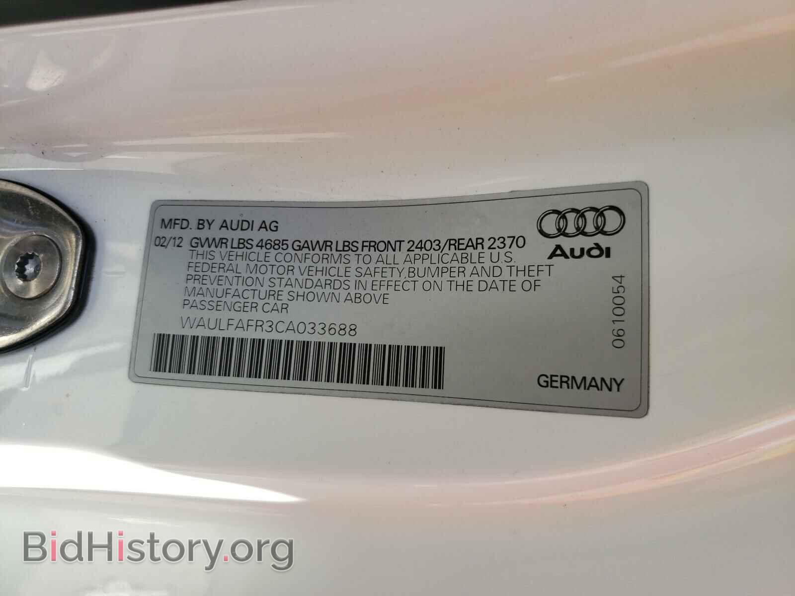 2012 AUDI A5 - VIN: WAULFAFR3CA033688 - Фото 10