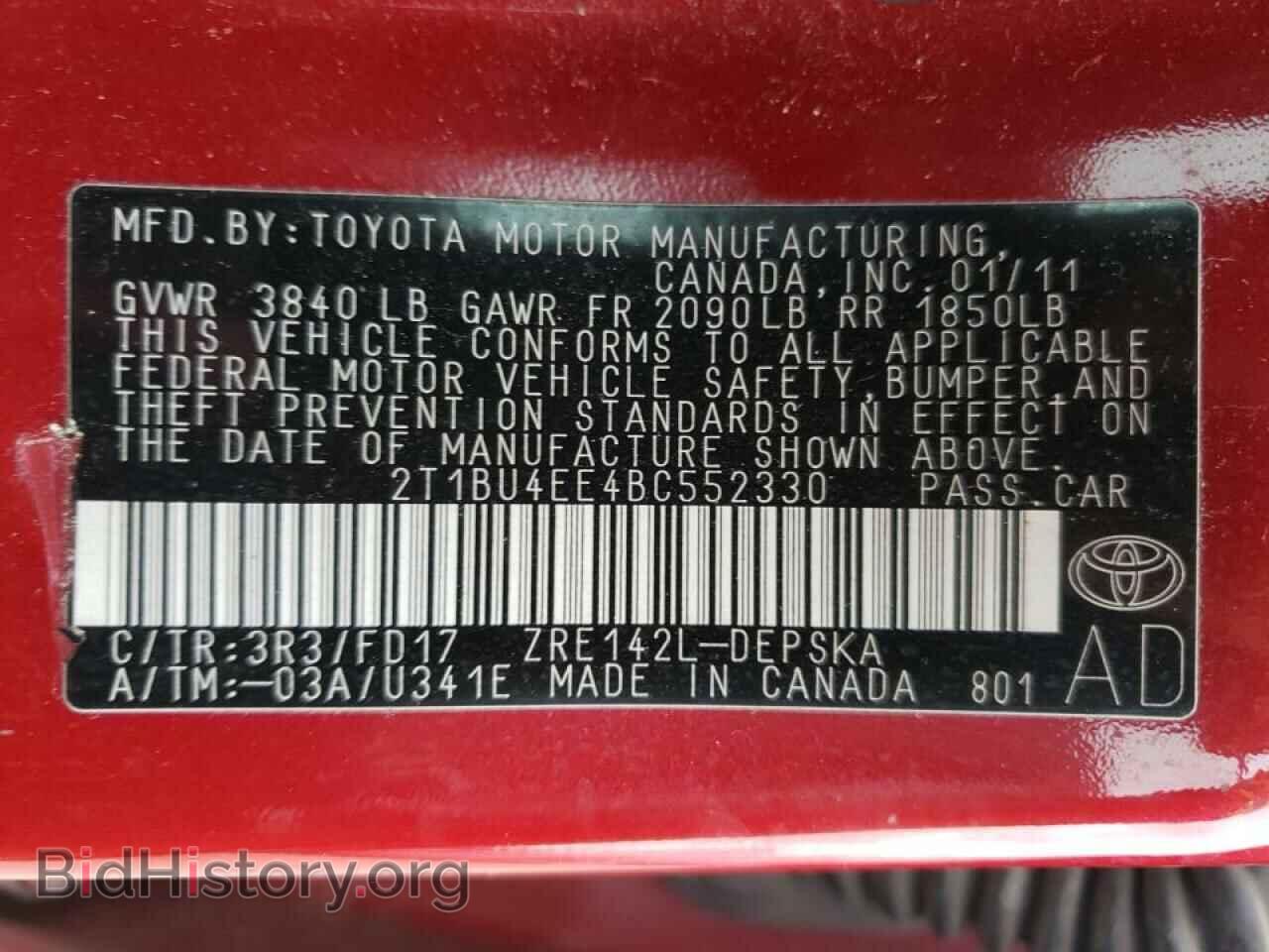 2011 TOYOTA COROLLA - VIN: 2T1BU4EE4BC552330 - Фото 10
