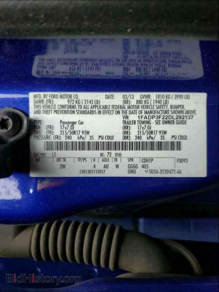 2013 FORD FOCUS - VIN: 1FADP3F22DL292137 - Фото 10