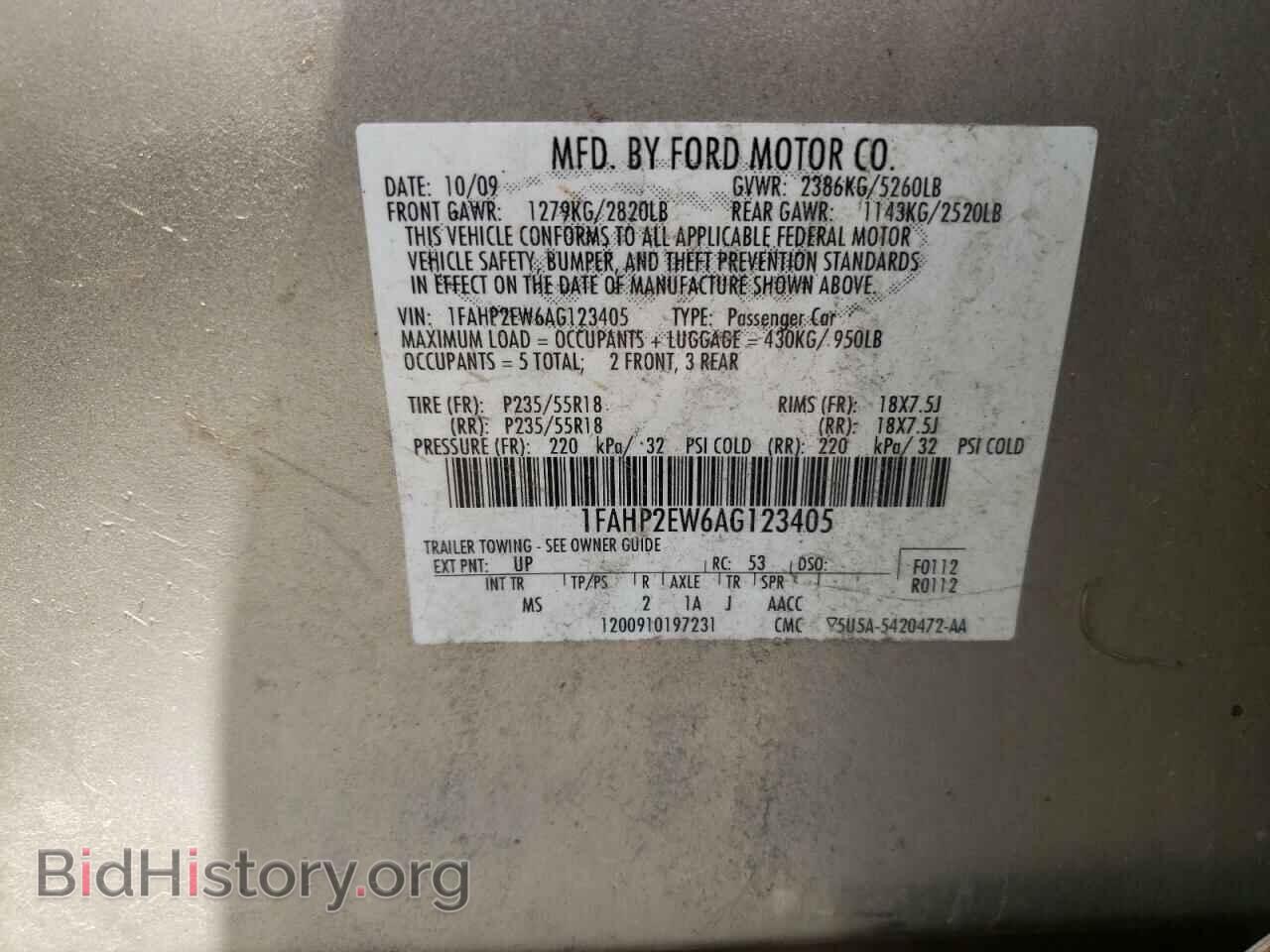 2010 FORD TAURUS - VIN: 1FAHP2EW6AG123405 - Photo 10