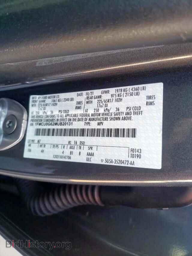 2021 FORD ESCAPE - VIN: 1FMCU0G62MUB20131 - Фото 10