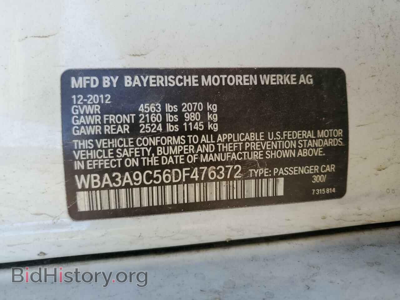 2013 BMW 3 SERIES - VIN: WBA3A9C56DF476372 - Фото 12